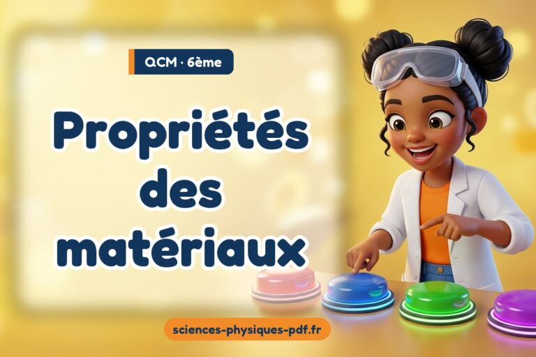Propriétés des matériaux : QCM de sciences physiques en 6e