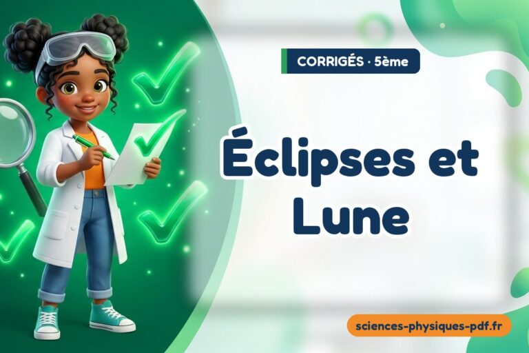 Éclipses et Lune : corrigé des exercices de sciences physiques 5e – PDF gratuit à télécharger et imprimer