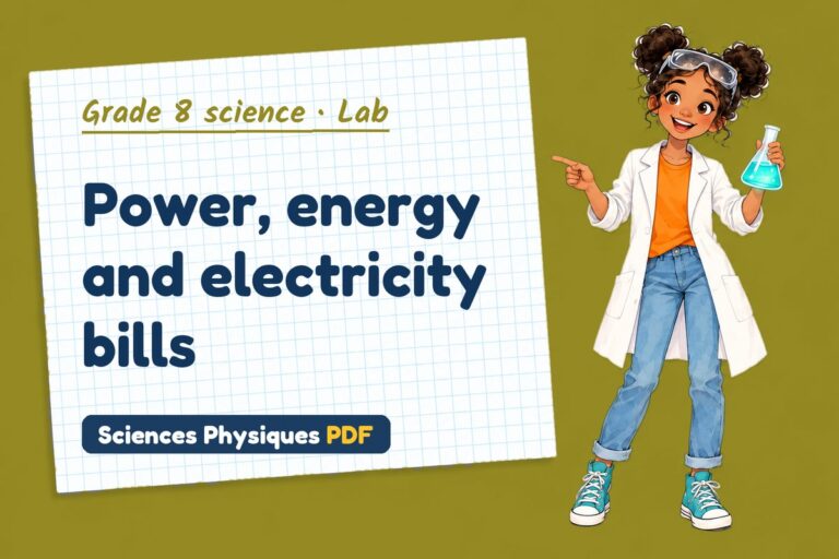 Electrical power lab for grade 8 science: practical with sample results (free PDF download)