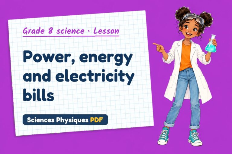 Electrical power notes and lesson for grade 8 science (free PDF download)