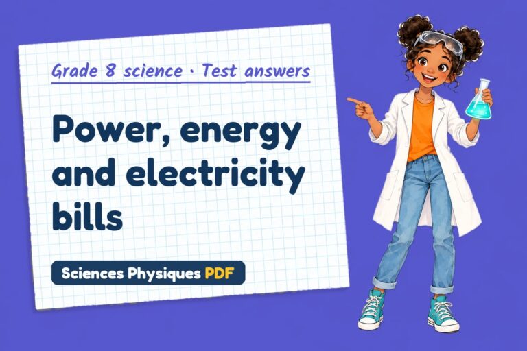 Electrical power test answers and mark scheme for grade 8 science (free PDF download)