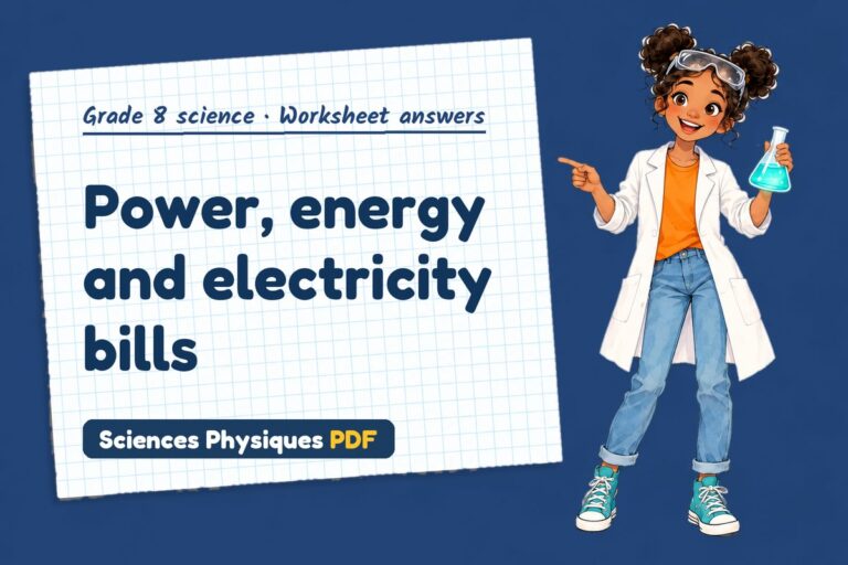 Electrical power worksheet answers for grade 8 science (free PDF download)