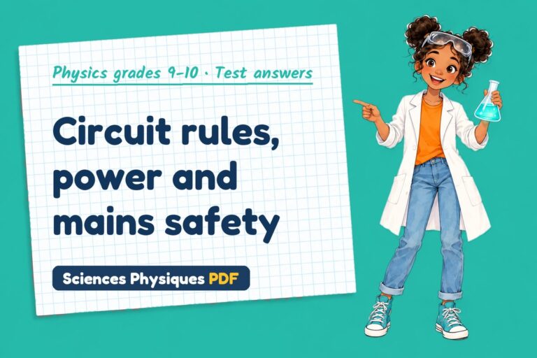 Electrical power test answers and mark scheme for GCSE physics (free PDF download)