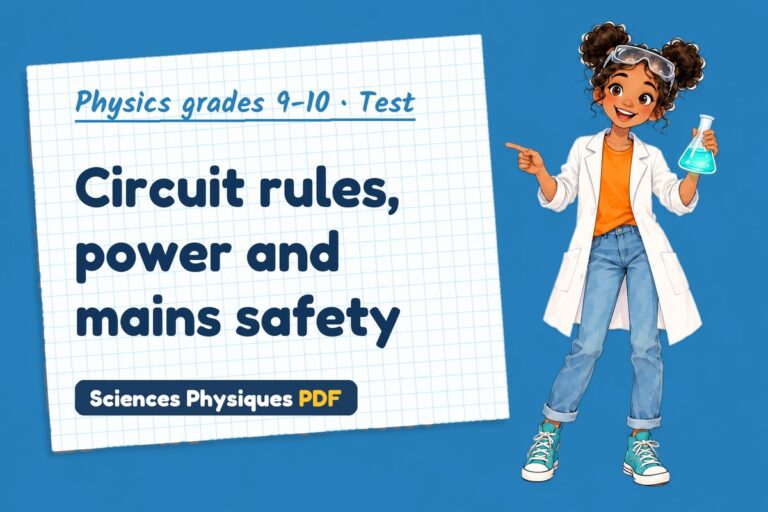 Electrical power test with answers for GCSE physics (free PDF download)