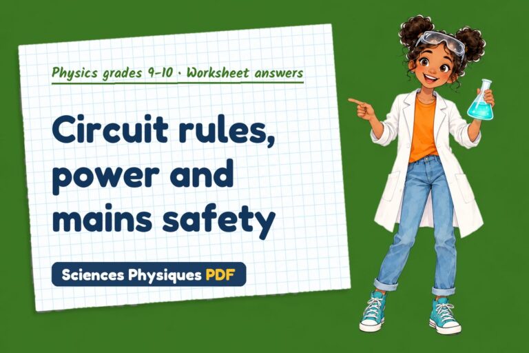 Electrical power worksheet answers for GCSE physics (free PDF download)