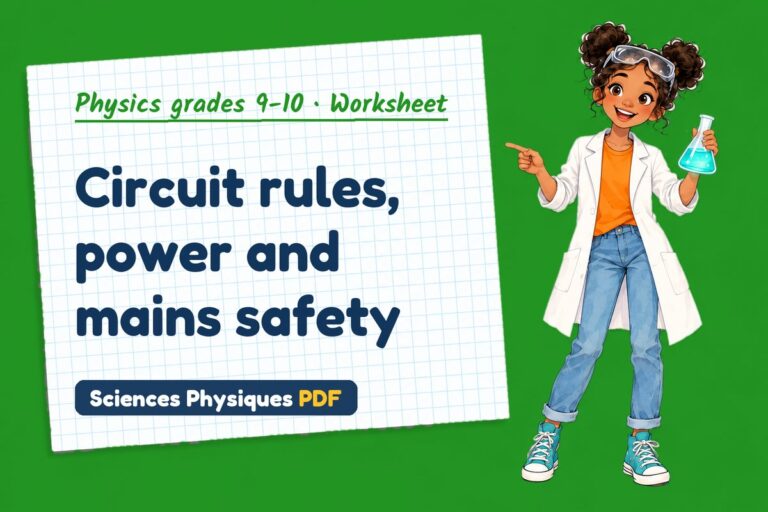 Electrical power worksheet with answers for GCSE physics (free PDF download)