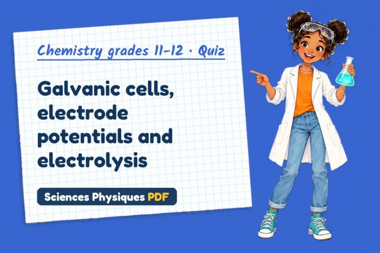 Electrochemical cells quiz for A Level chemistry: 10 questions with answers