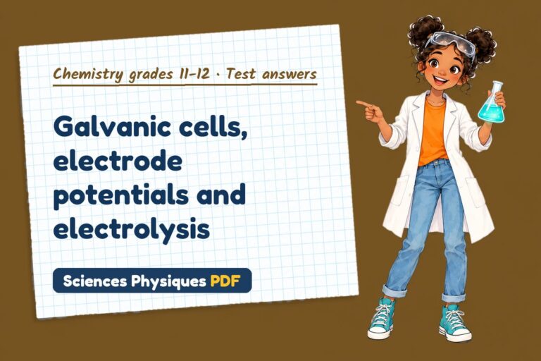 Electrochemical cells test answers and mark scheme for A Level chemistry (free PDF download)