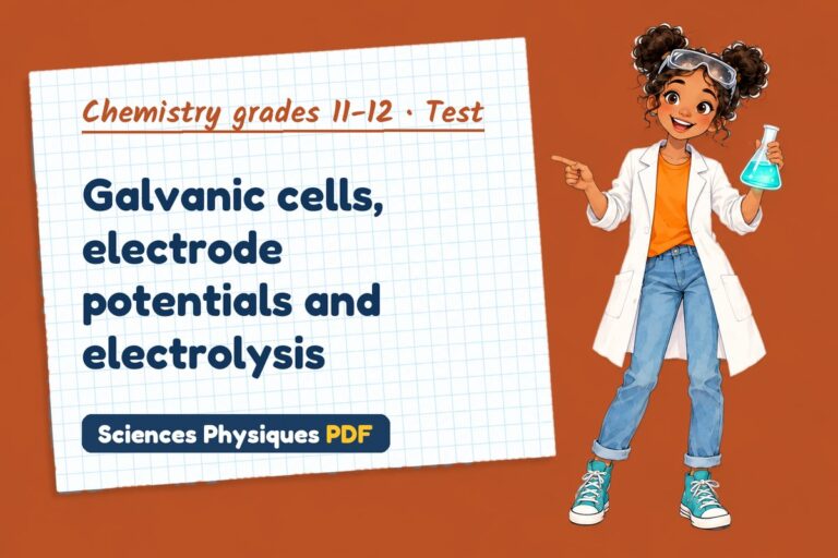 Electrochemical cells test with answers for A Level chemistry (free PDF download)