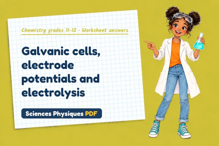 Electrochemical cells worksheet answers for A Level chemistry (free PDF download)