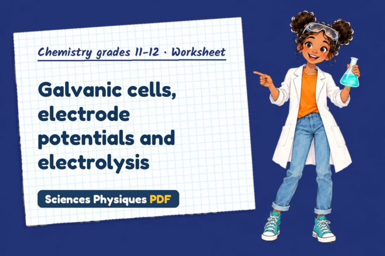 Electrochemical cells worksheet with answers for A Level chemistry (free PDF download)