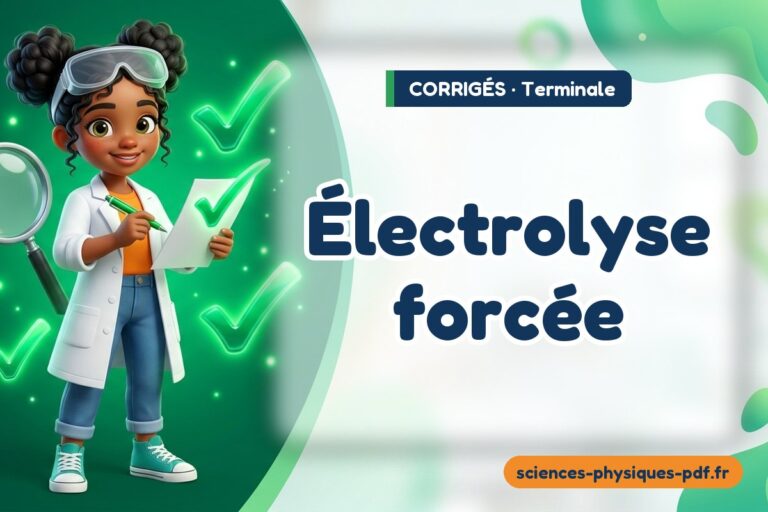 Électrolyse forcée : corrigé des exercices sciences physiques terminale – PDF gratuit à télécharger et imprimer