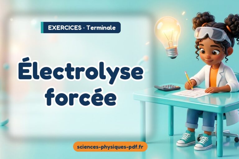 Électrolyse forcée : exercices de sciences physiques en terminale – PDF gratuit à télécharger et imprimer