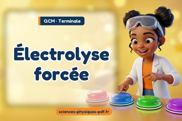 Électrolyse forcée : QCM de sciences physiques en terminale