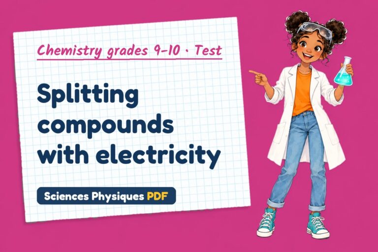 Electrolysis test with answers for GCSE chemistry (free PDF download)