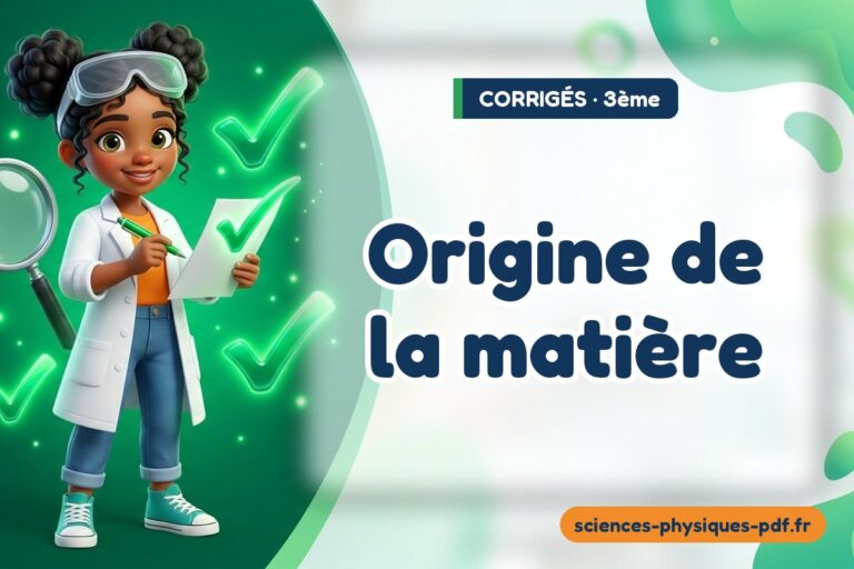 Origine de la matière : corrigé des exercices de sciences physiques 3e – PDF gratuit à télécharger et imprimer