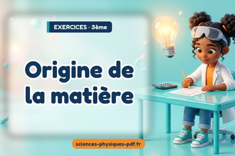 Origine de la matière : exercices de sciences physiques en 3e – PDF gratuit à télécharger et imprimer