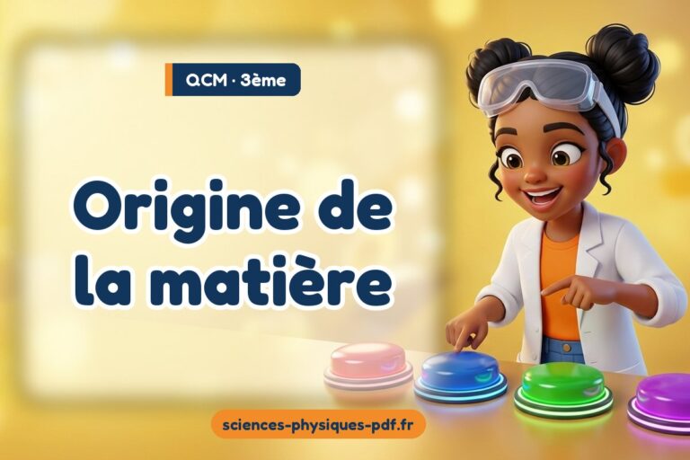 Origine de la matière : QCM de sciences physiques en 3e