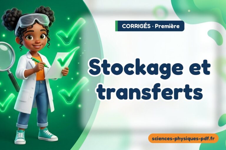 Stockage et transferts : corrigé des exercices de physique première – PDF gratuit à télécharger et imprimer