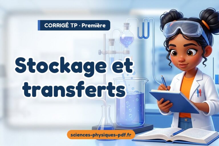 Stockage et transferts : corrigé du TP de sciences physiques première – PDF gratuit à télécharger et imprimer