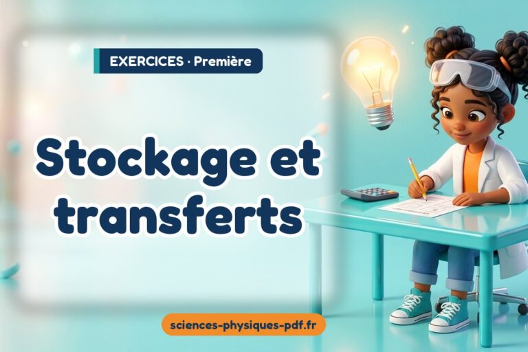 Stockage et transferts : exercices de sciences physiques première – PDF gratuit à télécharger et imprimer