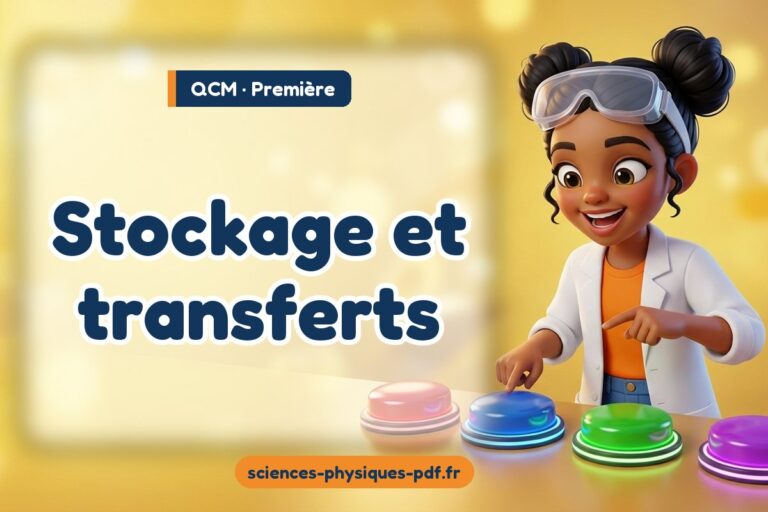 Stockage et transferts : QCM de sciences physiques en première