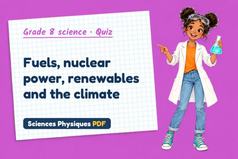 Energy resources quiz for grade 8 science: 10 questions with answers