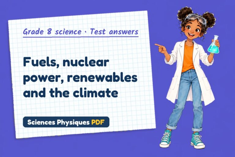 Energy resources test answers and mark scheme for grade 8 science (free PDF download)