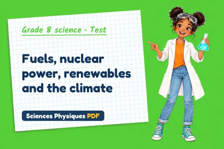 Energy resources test with answers for grade 8 science (free PDF download)