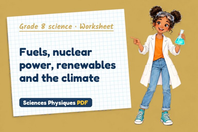 Energy resources worksheet with answers for grade 8 science (free PDF download)