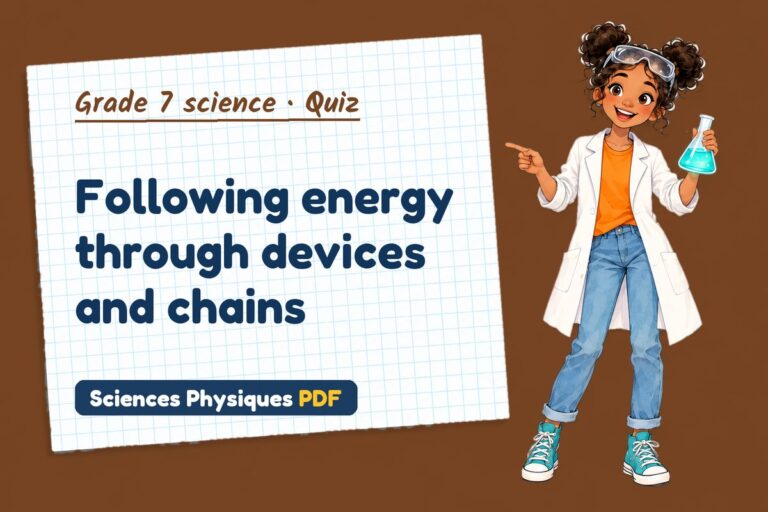 Energy transfers quiz for grade 7 science: 10 questions with answers