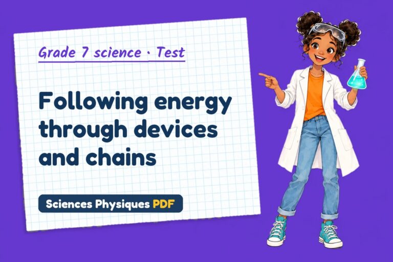 Energy transfers test with answers for grade 7 science (free PDF download)