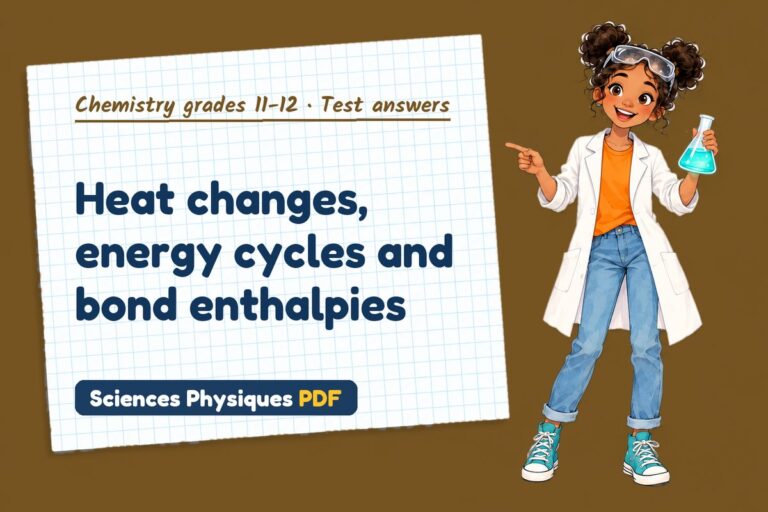 Enthalpy changes test answers and mark scheme for A Level chemistry (free PDF download)