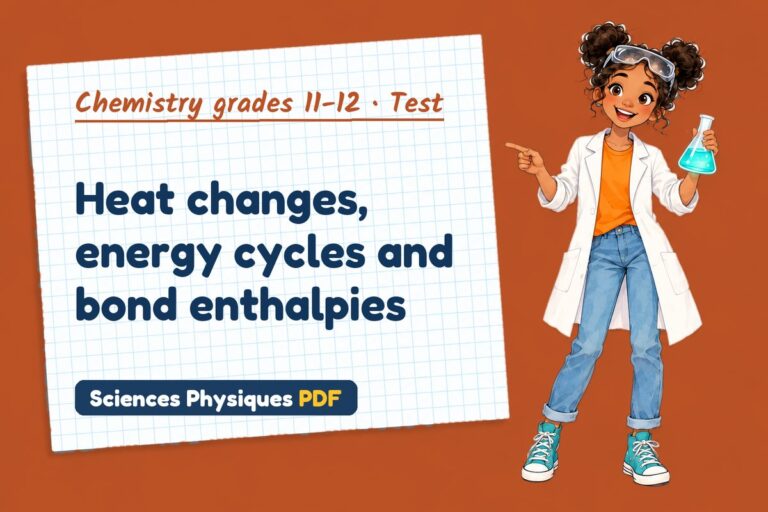Enthalpy changes test with answers for A Level chemistry (free PDF download)