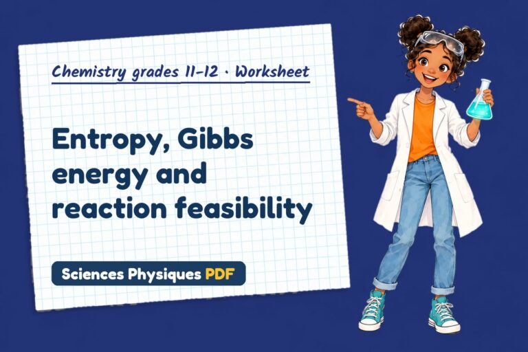 Entropy Gibbs energy worksheet with answers for A Level chemistry (free PDF download)
