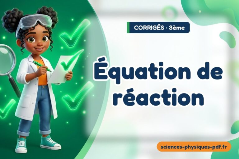 Équation de réaction : corrigé des exercices de sciences physiques 3e – PDF gratuit à télécharger et imprimer