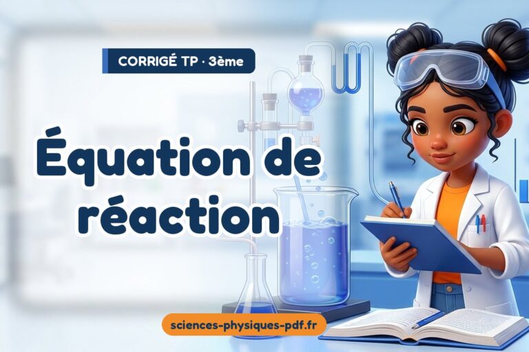 Équation de réaction : corrigé du TP de sciences physiques 3e – PDF gratuit à télécharger et imprimer