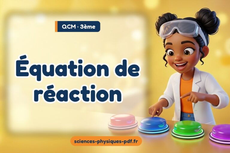 Équation de réaction : QCM de sciences physiques en 3e
