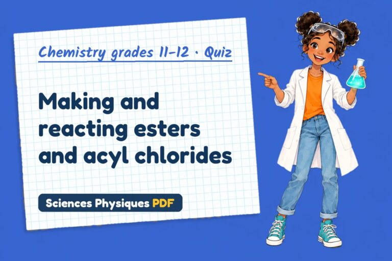 Esterification quiz for A Level chemistry: 10 questions with answers