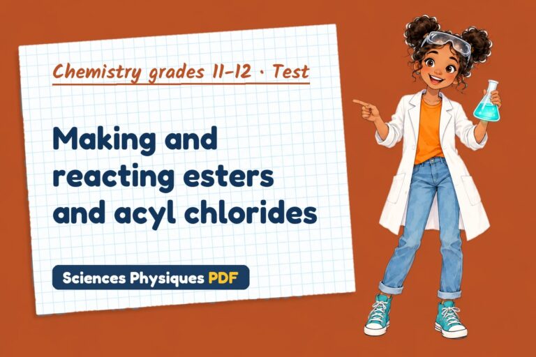 Esterification test with answers for A Level chemistry (free PDF download)