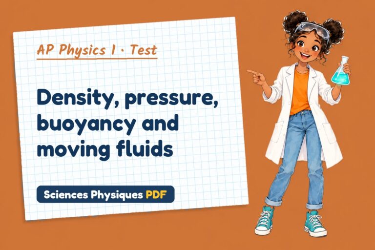 Fluid mechanics test with answers for AP Physics 1 (free PDF download)
