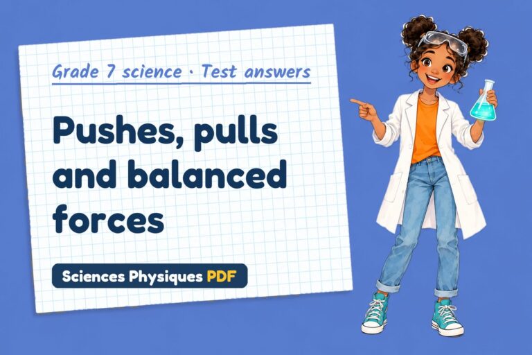 Forces test answers and mark scheme for grade 7 science (free PDF download)