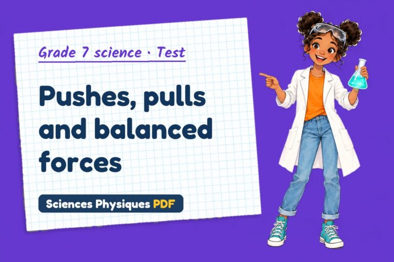 Forces test with answers for grade 7 science (free PDF download)