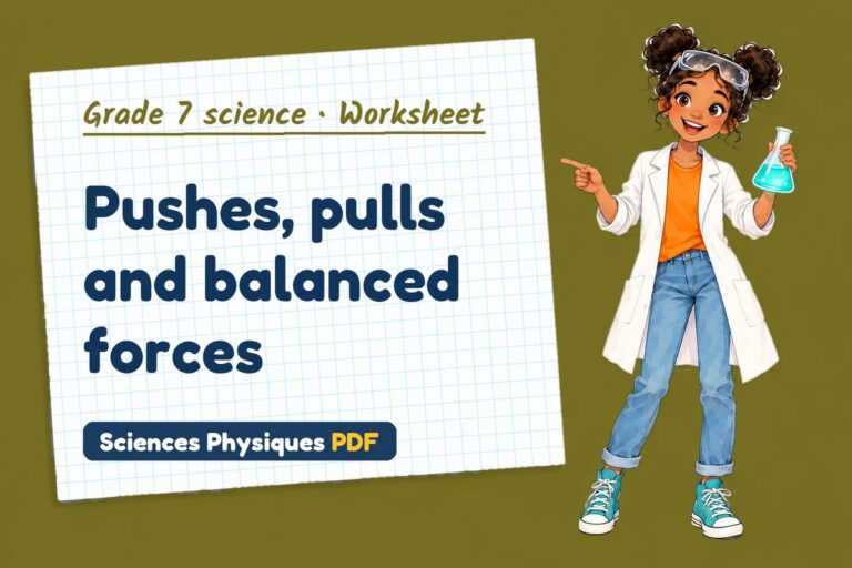 Forces worksheet with answers for grade 7 science (free PDF download)