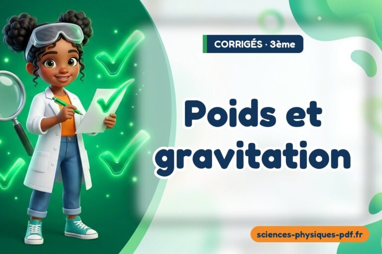 Poids et gravitation : corrigé des exercices de sciences physiques 3e – PDF gratuit à télécharger et imprimer