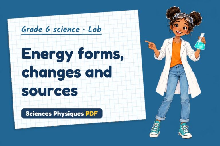 Forms of energy lab for grade 6 science: practical with sample results (free PDF download)