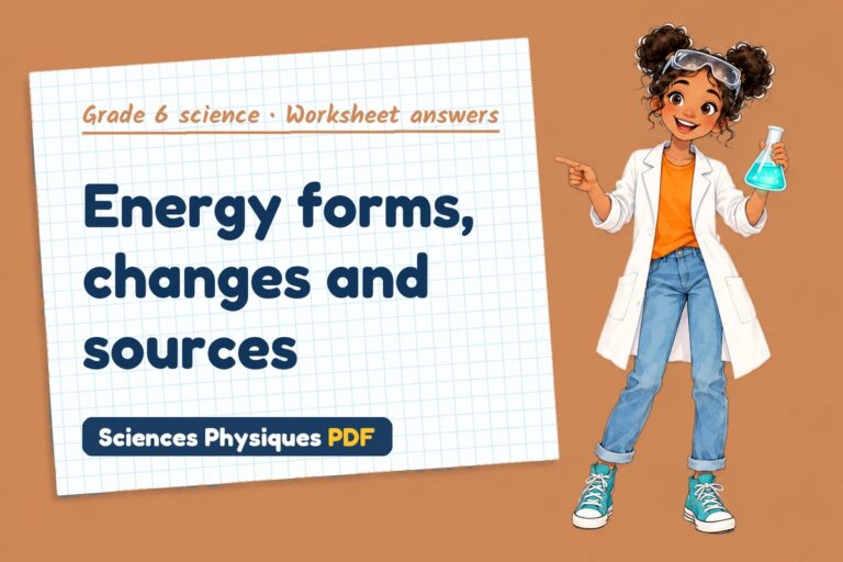 Forms of energy worksheet answers for grade 6 science (free PDF download)