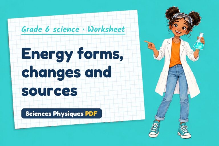 Forms of energy worksheet with answers for grade 6 science (free PDF download)