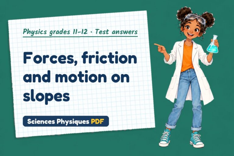 Friction and inclined planes test answers and mark scheme for A Level physics (free PDF download)