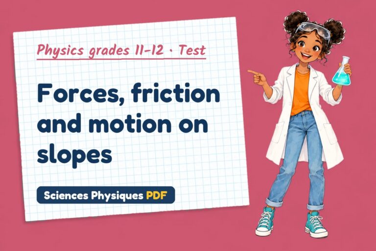 Friction and inclined planes test with answers for A Level physics (free PDF download)